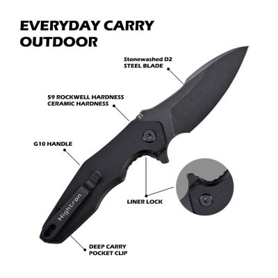 Нож Hightron Mini Ventura, D2, G10, чорний, чорний stonewash клинок (HK05BLKBS) | Зображення 4