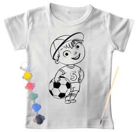 Детский набор для творчества футболка раскраска Футболист белая (ДФ0016) 170