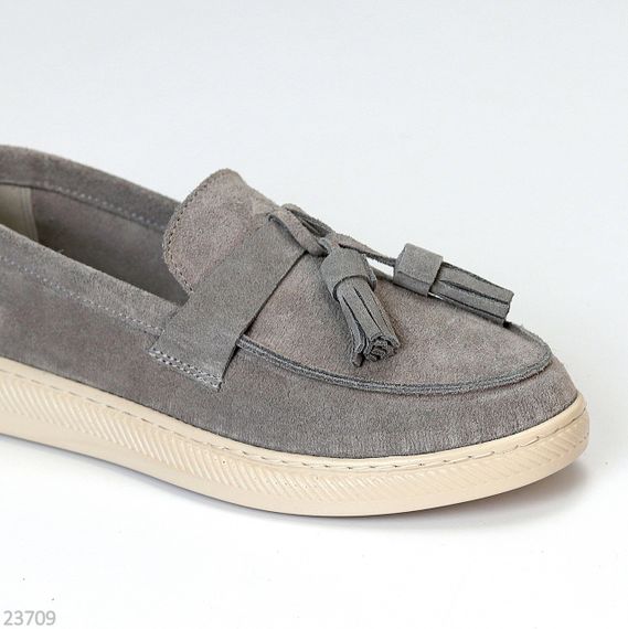 Сірі замшеві прошитие лофери натуральна замша колір на вибір | Зображення 3