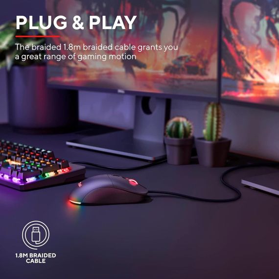 Компьютерная игровая мышь Trust GXT 981 Redex, 10000 DPI, 6 кнопок, RGB оптическая проводная черная геймерская | Зображення 8