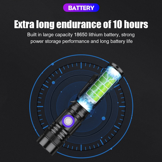 Ліхтар УФ HOSPORT 3400mAh LED UV 365nm Flashlight з акумулятором 18650 lithium battery Чорний (sv1884) | Зображення 8