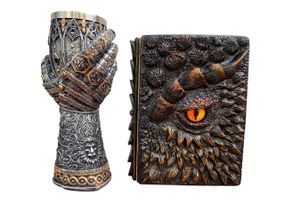 Подарунковий набір Келих 3D Рука з львом і Блокнот 3D «Жар Серця Дракона»