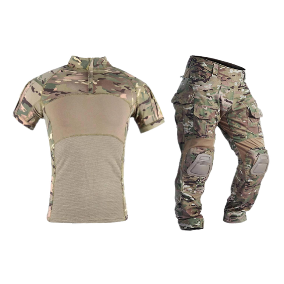 Тактичні штани з наколінниками  G 3 мультикам  +убакс Han Wild короткий рукав мультикам