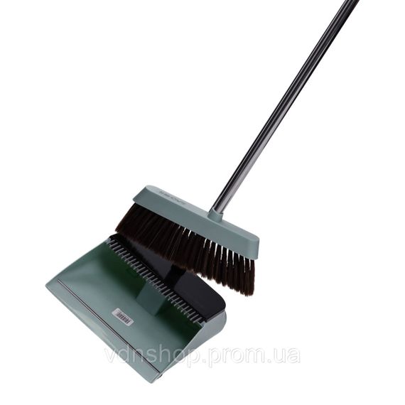 Комплект для прибирання віник (щітка) та совок на довгій ручці 26×24×103 (см) набір совок та щітка для підлоги Зелений | Зображення 5
