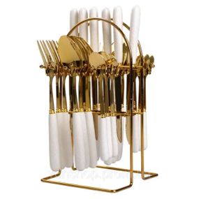 Набор столовых приборов на подставке 24 предмета столовый набор на 6 персон Белый HP-20-49