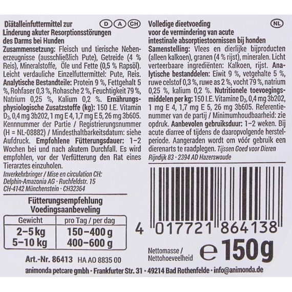 Корм ветеринарний вологий Integra Protect Intestinal Pure Turkey моно індичка для собак при порушенні кишково штункового тра | Зображення 1