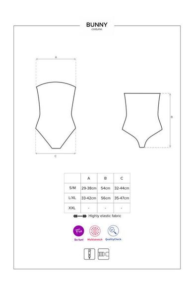 Еротичний костюм кролика Obsessive Bunny costume S/M, black, боді, чокер, гартери, панчохи, маска | Зображення 4