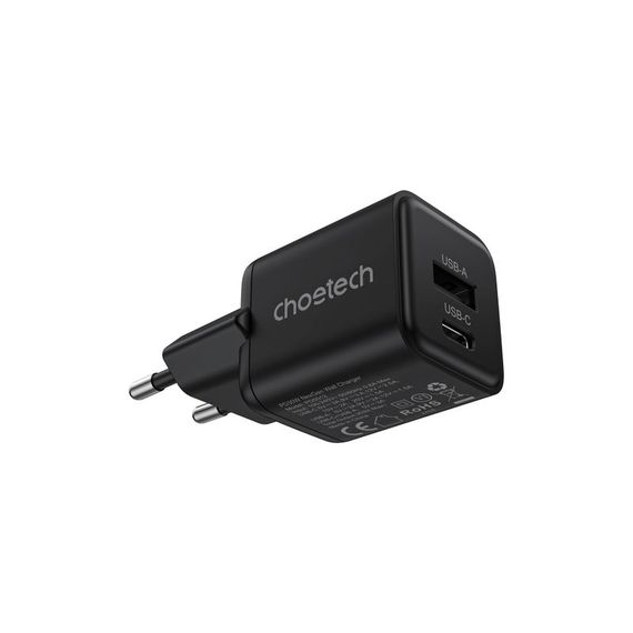 Мережевий зарядний пристрій Choetech PD5012-EU-BK, USB-A/USB-С | Зображення 2