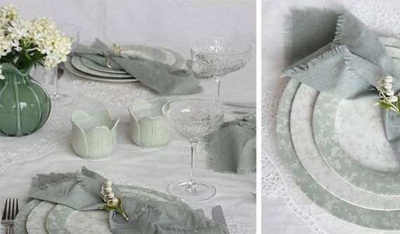 Набір 6 тарілок обідніх "Floral Green" Ø23см, порцеляна | Зображення 1