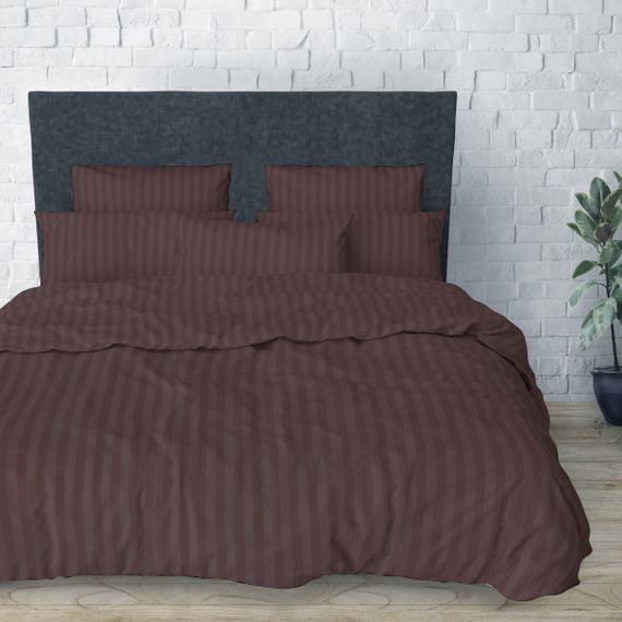 Простирадло на гумці SoundSleep Stripy Chocolate бязь 160х200х20 см коричневе (2800004674478)