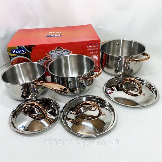 Набор кастрюль с инновационным антипригарным покрытием MAGIO MG-1201 6 шт, Хороший набор кастрюль NG-49 | Зображення 7