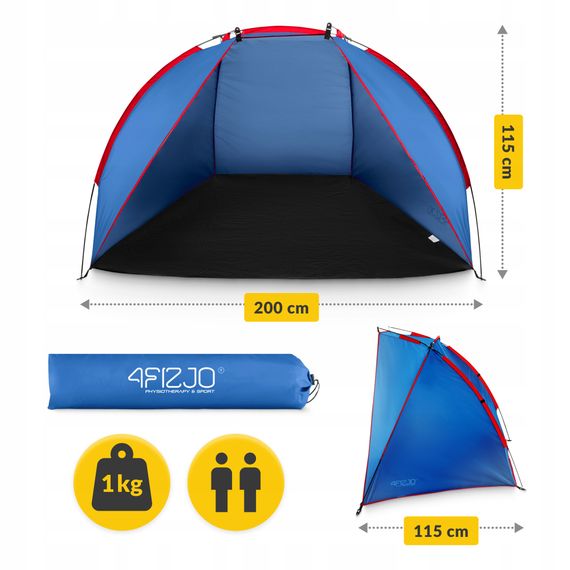Намет пляжний 4FIZJO 200 x 115 см Blue/Red (P-5905973405171) | Зображення 3