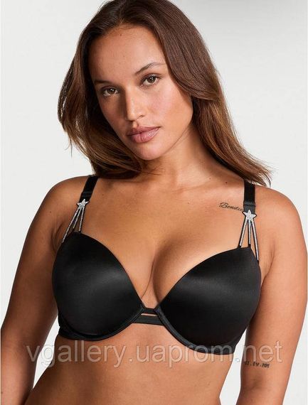 Комплект жіночої спідньої білизни Victoria's Secret Зshrf зі стразами —  75В, Чорний | Зображення 3