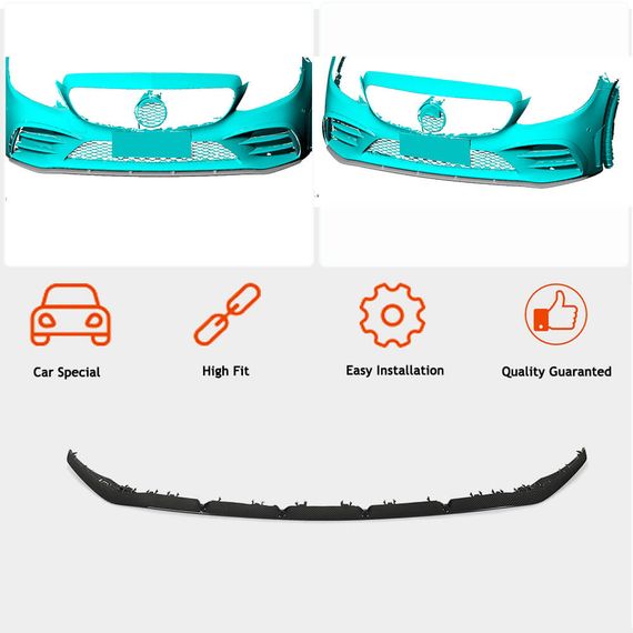 Накладка на передній бампер Lip V2 (для C43 AMG 2019-2021, Карбон) для Mercedes C-сlass W205 рр | Зображення 1