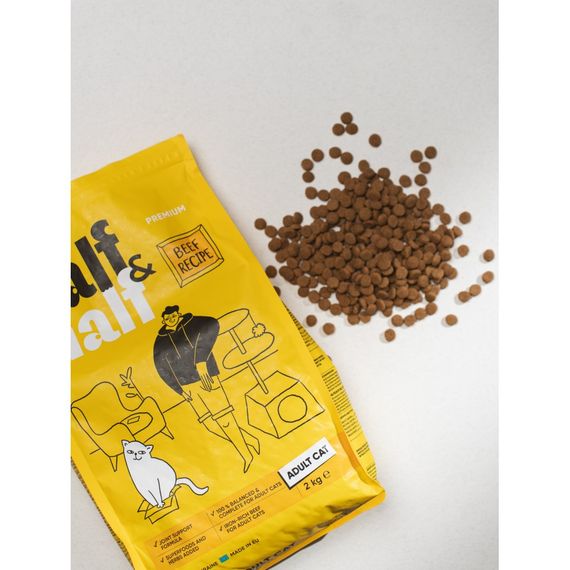 Корм сухий HalfHalf для дорослих котів із яловичиною 8 кг | Зображення 3