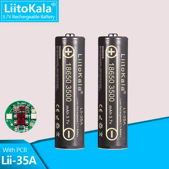 Аккумулятор 18650 с защитой, LiitoKala 35A-PCB, 3500 мАч | Зображення 1