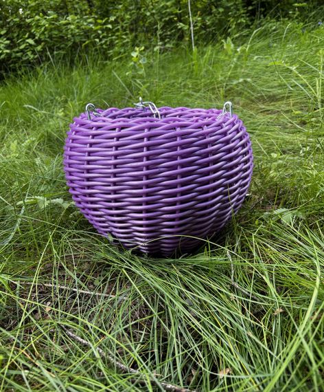 Підвісне кашпо Фіолетове 5л плетене кашпо з гачками з ротангу для балкона саду дому | Зображення 3