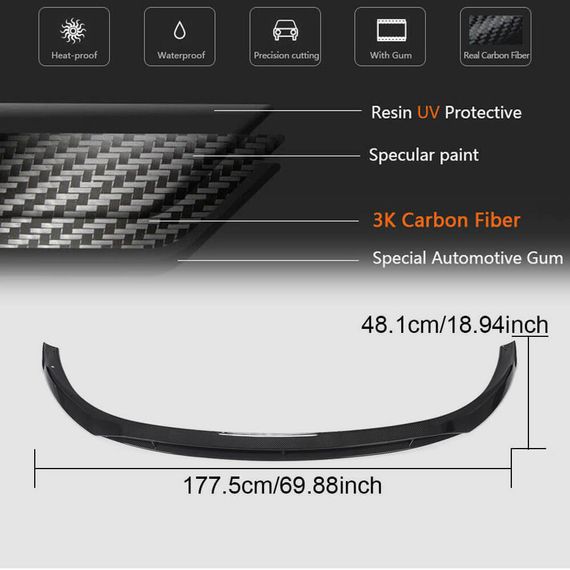 Накладка на передній бампер Lip V1 (для C43 AMG 2019-2021, Карбон) для Mercedes C-сlass W205 рр | Зображення 5