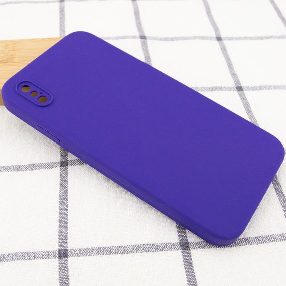 Silicone Case Square Full Camera Protective (AA) NOLOGO для Apple iPhone X / XS (5.8") Фіолетовий / Ultra Violet | Зображення 1