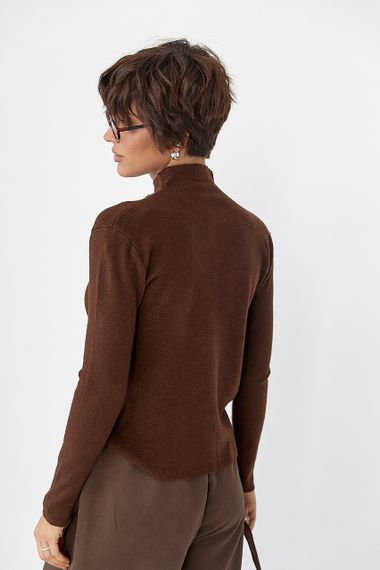 Базова трикотажна водолазка - коричневий цвет, ONE SIZE (є розміри) | Зображення 1