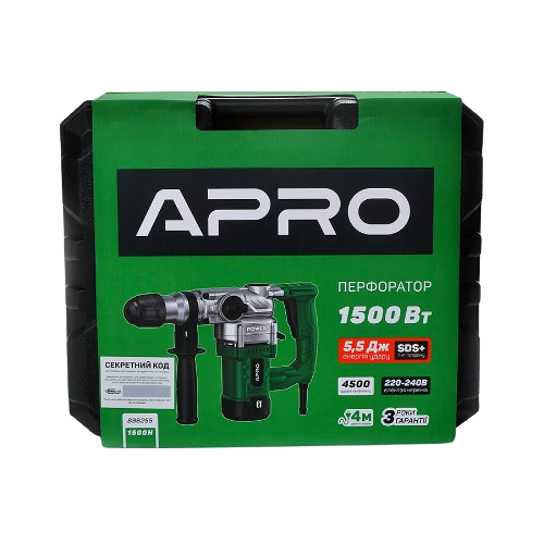 Перфоратор бочковий 5,5 Дж 1500W SDS+ + кейс APRO | Зображення 4