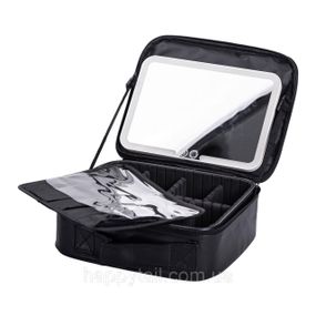 Органайзер косметичка из эко кожи с зеркалом и подсветкой 26×22×9 см HP-10-2AB