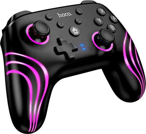 Геймпад Hoco GA2 универсальный Bluetooth / проводной контроллер 6-Axis, RGB, с вибрацией, для Switch 1/2, Windows - Black