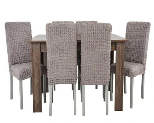 Комплект чехлов на стулья без оборки 6 штук (капучино) | Зображення 3