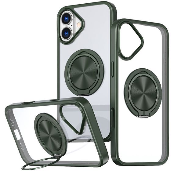 TPU+PC чохол Metal Ring with MagSafe для Apple iPhone 16 (6.1") Зелений