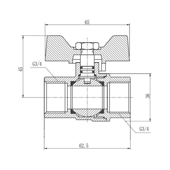 Кран кульовий Thermo Alliance Forte 3/4" ВР для газу (метелик) SF602G20 | Зображення 1