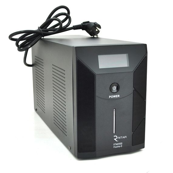 ДБЖ Ritar RTM2000 (1200W) Proxima-D LCD, AVR, 2st, 3xSCHUKO socket, 4x12V7, 5Ah