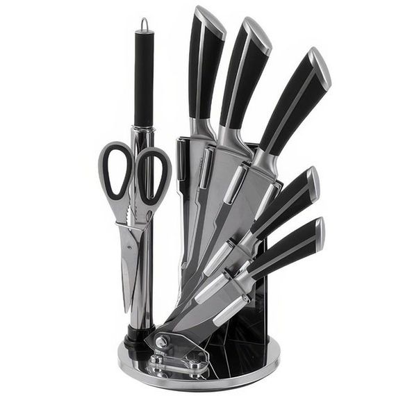 Набор Кухонных ножей с ножницами и подставкой UNIQUE UN-1838