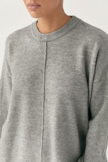 В'язана вільна кофта з декоративним швом - сірий цвет, ONE SIZE (є розміри) | Зображення 3