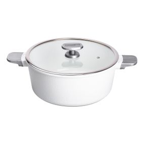 Алюминиевая кастрюля с керамическим антипригарным покрытием 7.7 л Ø 30 см белая MGC HP-4-455W