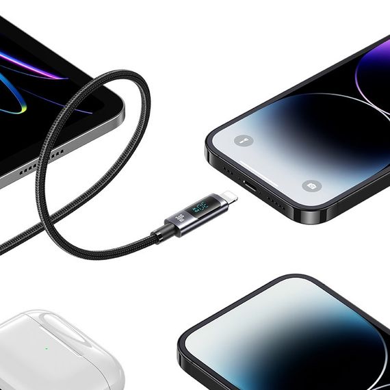 Дата кабель USAMS US-SJ672 Digital Display Sufeng Ser. Type-C to Lightning 30W (1.2m) Tarnish | Зображення 3