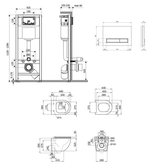 Набір Qtap Nest 4 в 1 підвісний унітаз Robin Ultra Quiet 490x365x325 + комплект інсталяції QT1333046EUQW45147 | Зображення 1