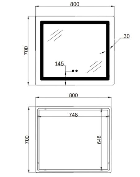 Дзеркало Lidz Kubis (KU2) 700х800 мм з LED-підсвічуванням Touch LD78LF9047080 | Зображення 1