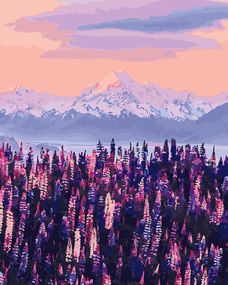 Лавандовый вид на горы Новой Зеландии