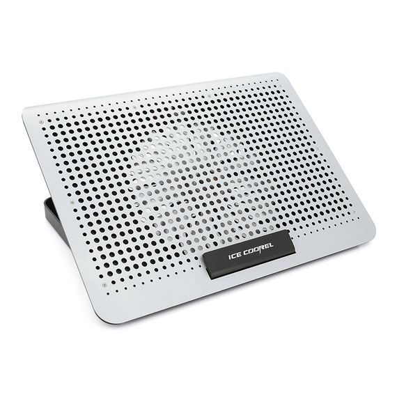 Підставка для ноутбука IceCoorel A18, 10-15.6", 1*180mm 580±10% RPM, корпус пластик+алюміній, 2xUSB 2.0, 350x225x26mm, Silver, Box, Q20