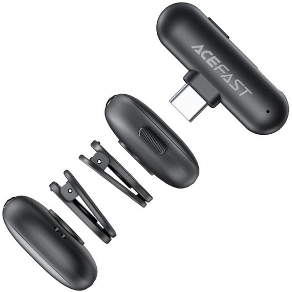Петличний бездротовий мікрофон Acefast R1 Type-C Black | Зображення 2