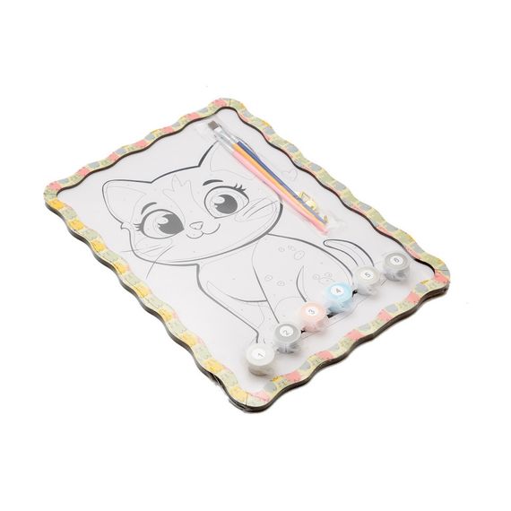 Картина по номерах "Котик" Puz-22945 формат А4 пензлик, фарби, кріплення для стіни | Зображення 2