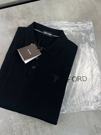 Трикотажна кофта-поло Tom Ford чорного кольору з вишитим логотипом на грудях sg286 | Зображення 6