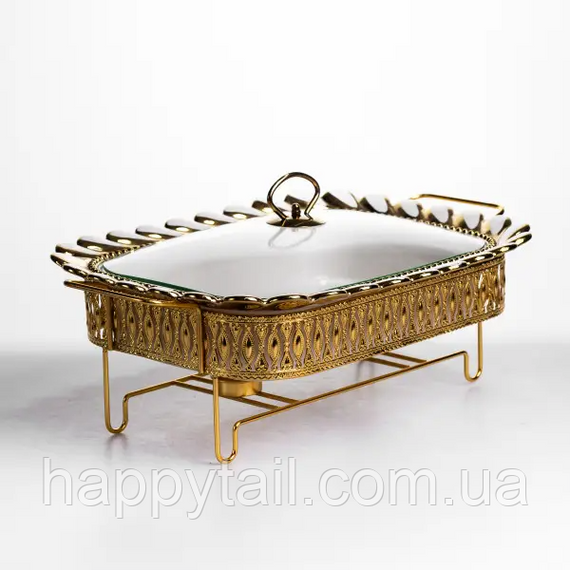 Мармітниця порцелянова Tiffany 2 л квадратна на металевій підставці 38х30х7 см SX42-3 | Зображення 5