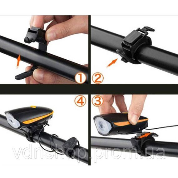 Велофонарь с водозащитой и зарядкой, Фонарик велофонарь, Оптика велосипедная фара передняя PI-28 | Зображення 2