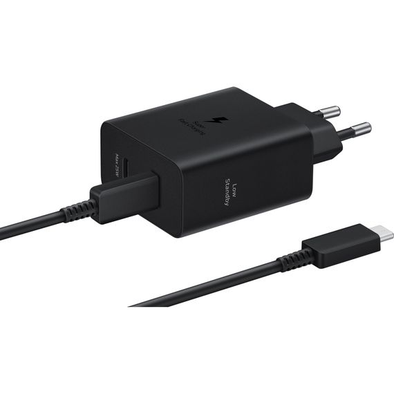 Зарядний пристрій Samsung 50W 2xUSB-С + cableUSB-C to USB-C 1.8m black (EP-T5020XBEGEU) | Зображення 3
