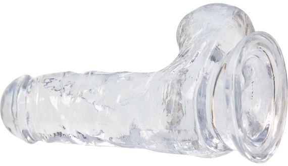 Прозрачный фаллоимитатор на присоске ADDICTION — Clear Dildo with Balls 6″, вибропуля в подарок | Зображення 2