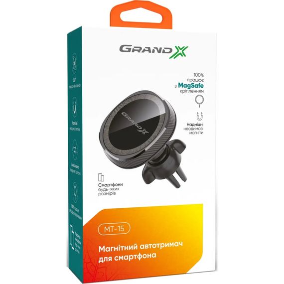 Універсальний автотримач Grand-X MT-15 MagSafe (кріплення на дефлектор) (MT-15) | Зображення 3