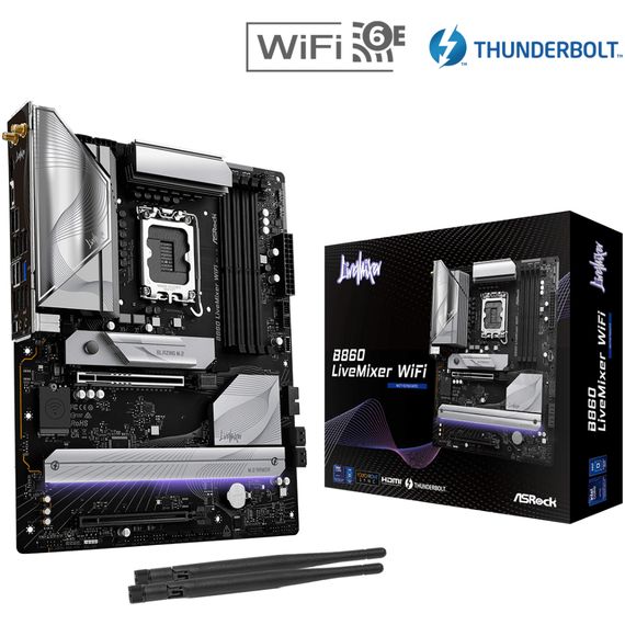 AsRock B860 LiveMixer WiFi (1851/B860, 4*DDR5, 2*PCIex16, HDMI/TB4, 4xSATA, 3xM.2, 2.5Glan, 7.1ch, A | Зображення 1