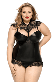 Корсет и стринги JSY «Страстная Ирис» Черный Plus Size