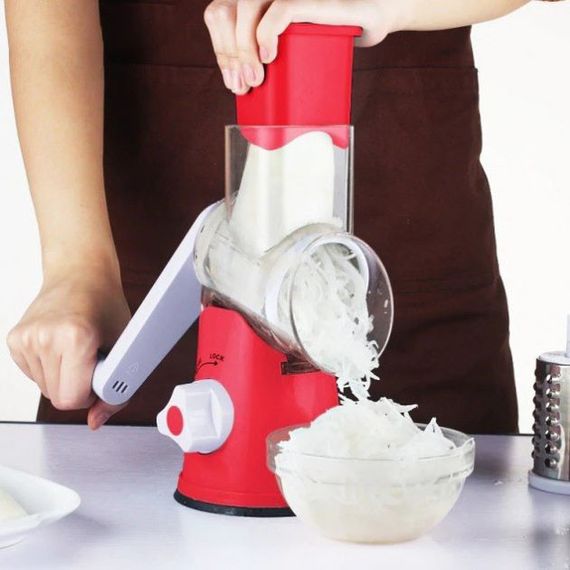 Ручная терка для овощей красная | Терка овощерезка с контейнером | Ручная GH-454 овощерезка мультислайсер | Зображення 9